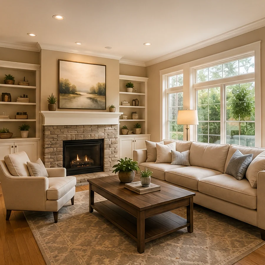 Pre-listing inspection — clean staged living room ready to list